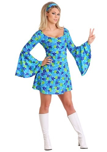 70s Wild Flower Dress Costume Plus Women's1